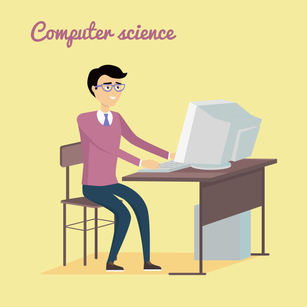平面风格设计中的计算机科学概念图片下载