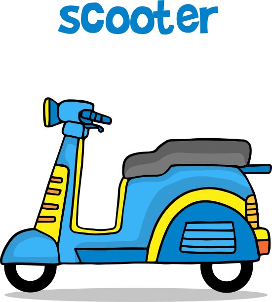 卡通设计滑板车的孩子图片下载