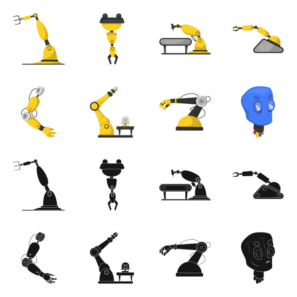 隔离对象机器人和工厂标志集图片下载