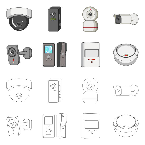 闭路电视及闭路电视摄像标识组设计图片下载