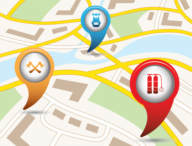 地图上的旅游服务地图指针套装图片下载
