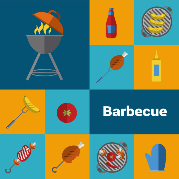 烧烤烧烤图标设置BBQ概念图片下载