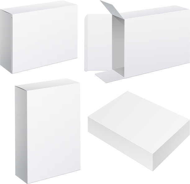 现实的白色包装纸板箱集图片下载