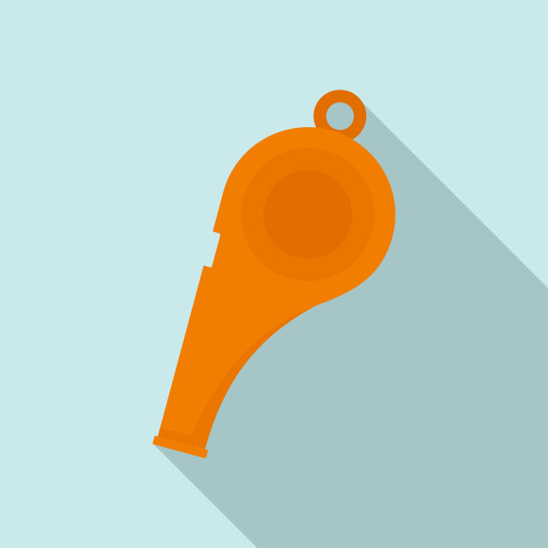 橙色哨子图标平坦风格图片下载