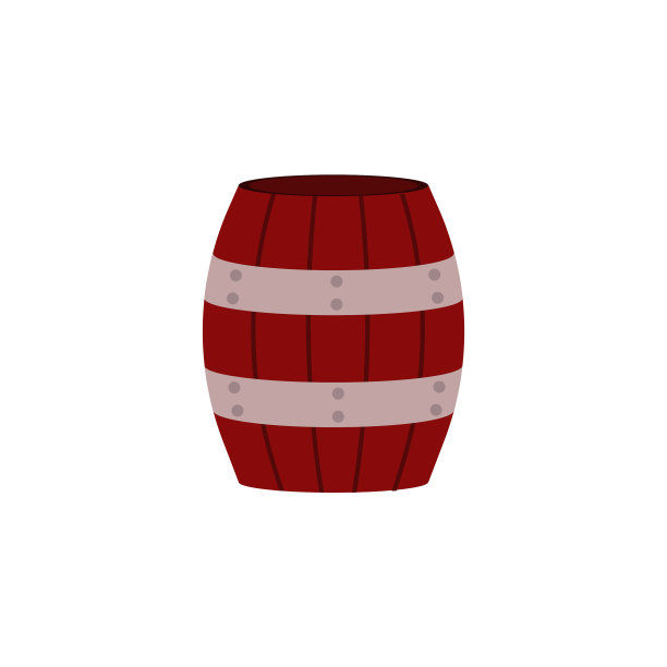 红色的木桶，有金属箍，用来存放图片下载