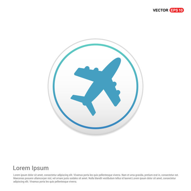 飞机图标-白色圆圈按钮图片下载