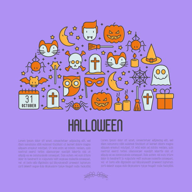 卡通万圣节概念在半圆形图片下载