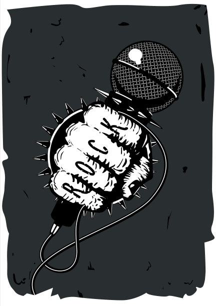 手与麦克风复古垃圾摇滚音乐海报图片下载