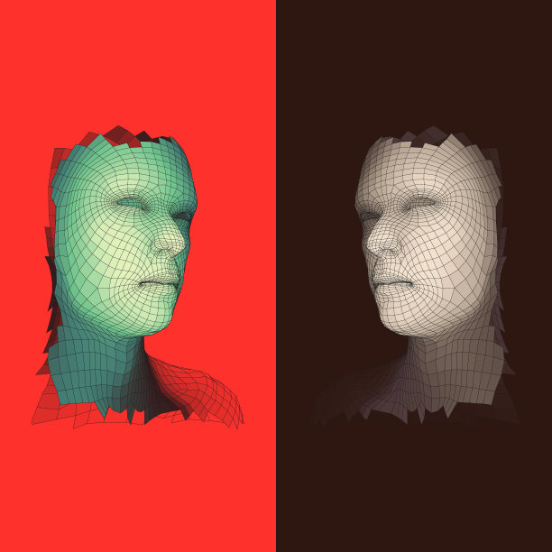 从人的头部进行三维网格面部扫描图片下载