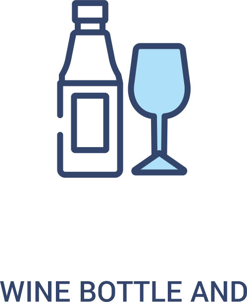 酒瓶和玻璃概念2彩色图标图片下载