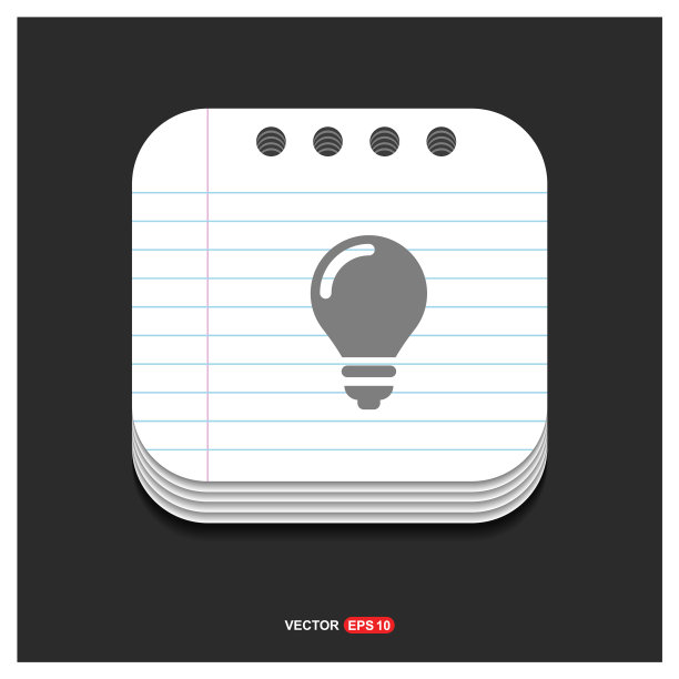 灯泡图标灰色图标在记事本风格的模板eps图片下载