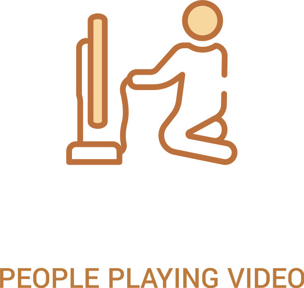 人们玩电子游戏概念2彩色图标图片下载