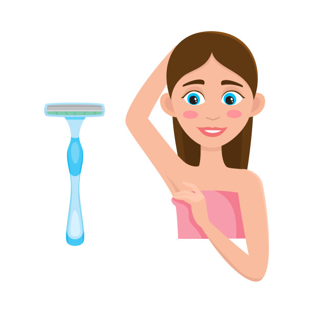 扁平的女孩与脱毛腋窝和剃须图片下载