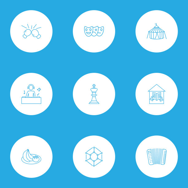 娱乐图标线风格设置与装箱图片下载