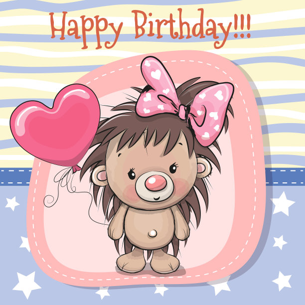 可爱的卡通刺猬女孩和气球图片下载