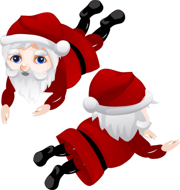 圣诞老人的小雕像躺在前面和后面图片下载