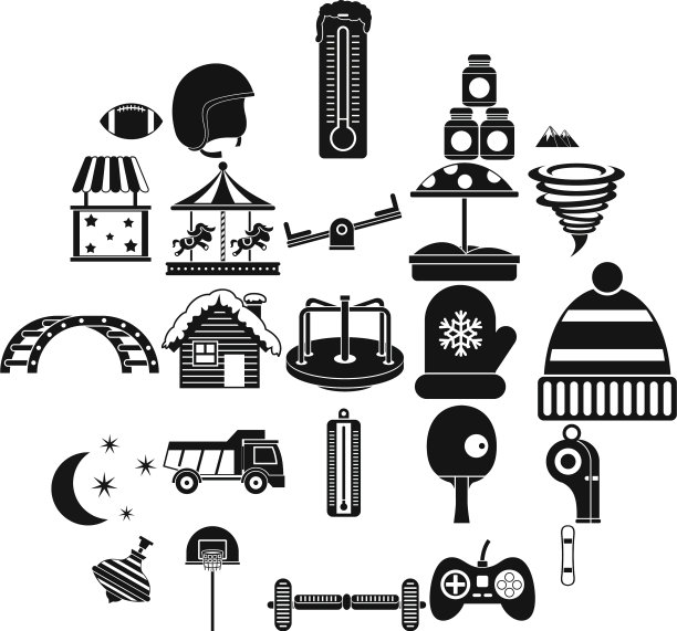 有趣的儿童图标设置简单的风格图片下载