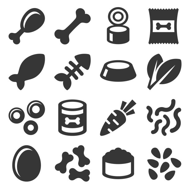 宠物食品图标设置在白色背景图片下载
