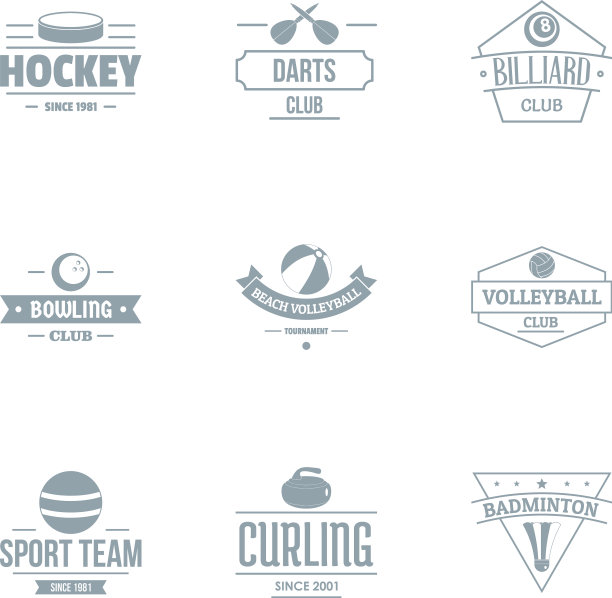 俄罗斯曲棍球标志设置简单的风格图片下载