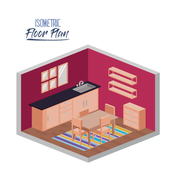 厨房和餐厅的平面图图片下载