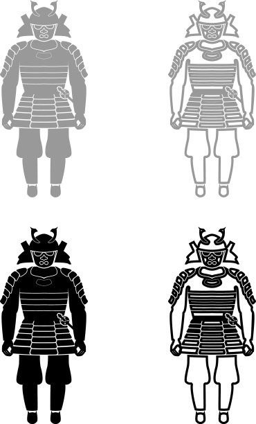 灰色黑色武士战士图标集图片下载
