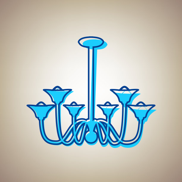 吊灯简单的标志与天蓝色的图标图片下载
