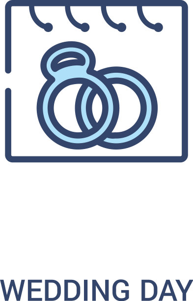 婚礼日概念2彩色图标简单的线条图片下载