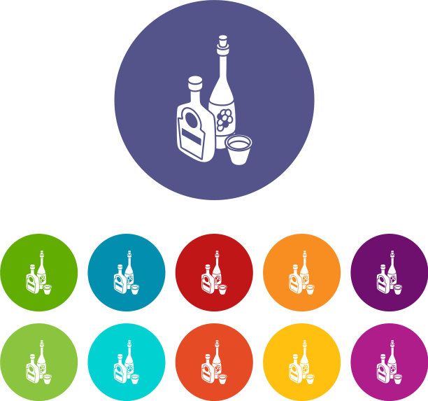 葡萄酒威士忌酒瓶图标设置颜色图片下载