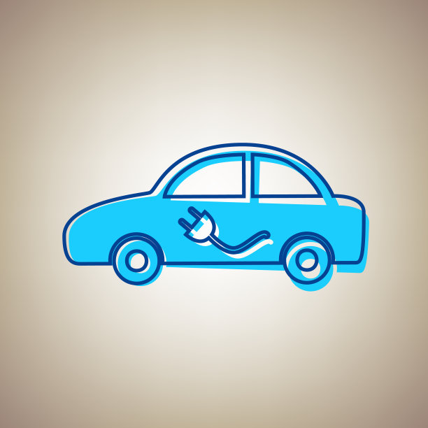 电动汽车标志用天蓝色的图标图片下载