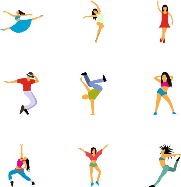 类似于舞蹈图标的平面风格图片下载