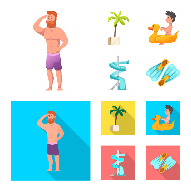 游泳池和游泳标志集图片下载