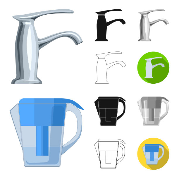 水过滤系统卡通黑平图片下载