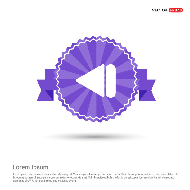 以前的背面图标-紫色丝带横幅图片下载