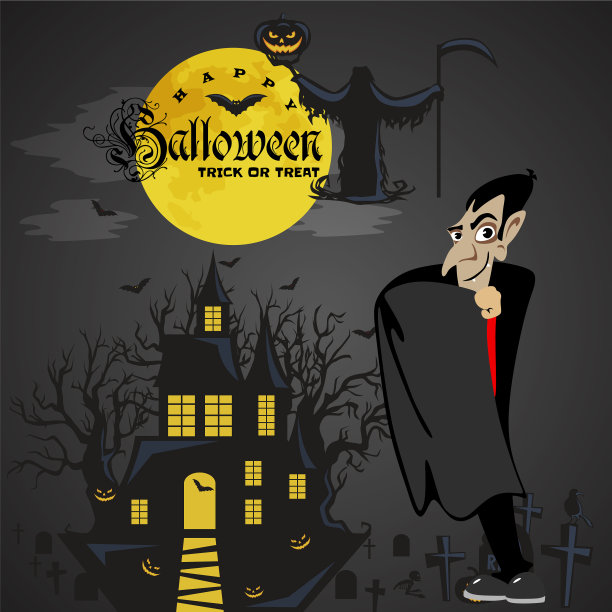 万圣节背景有吸血鬼和他们的图片下载