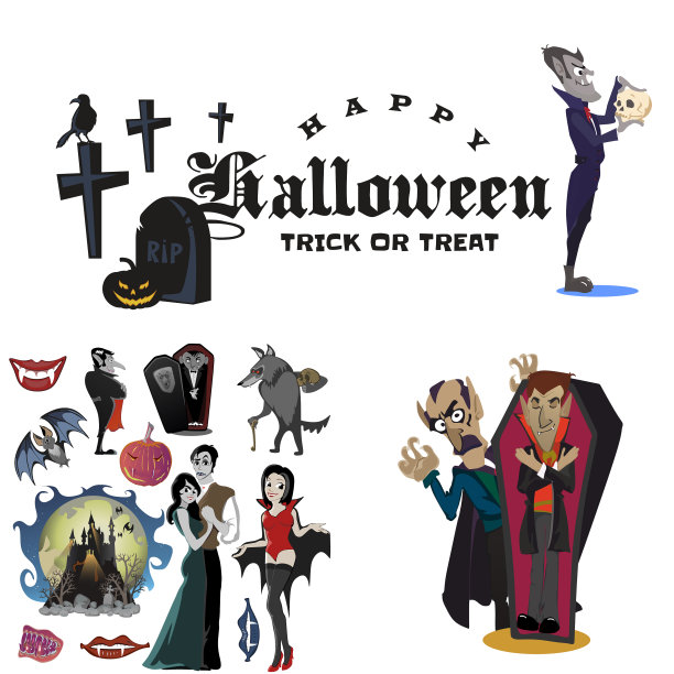 万圣节背景有吸血鬼和他们的图片下载