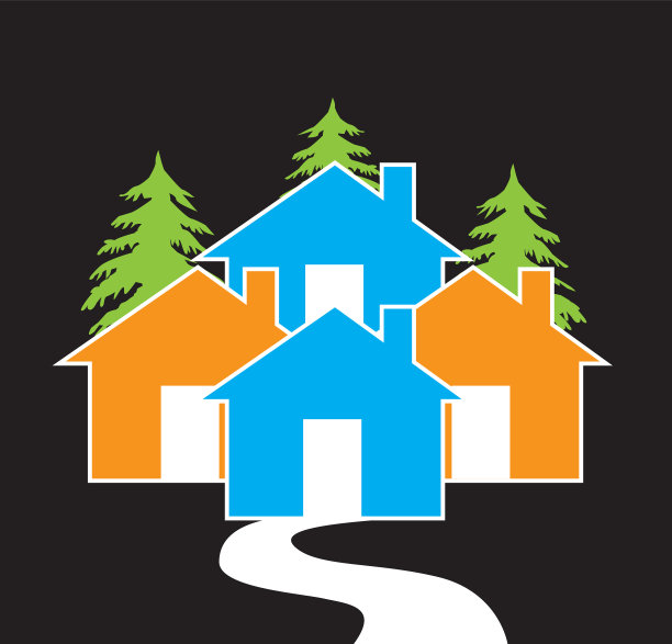 房屋村庄概念图标设计图片下载