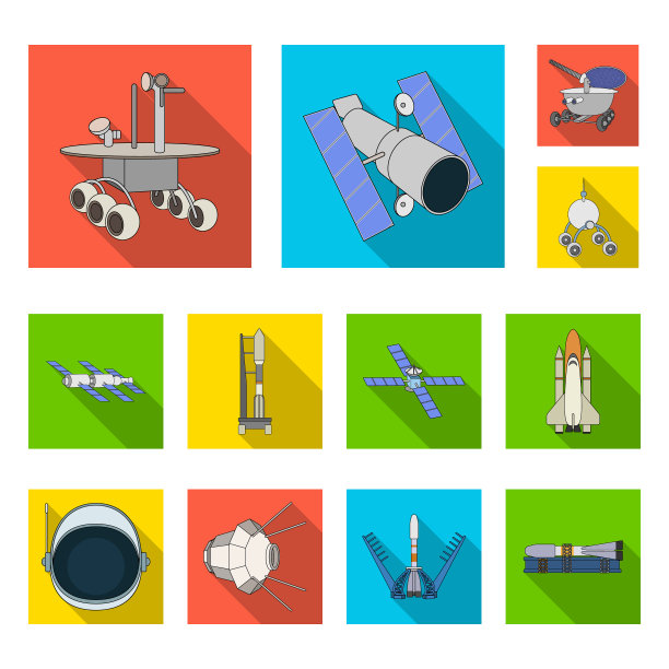 空间技术平面图标集合为图片下载