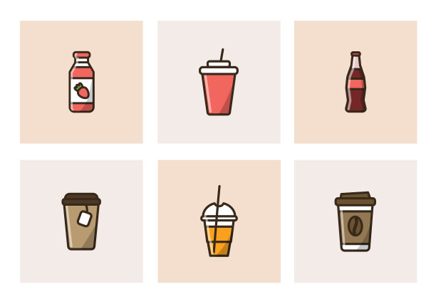 彩色图标的外卖饮料图片下载