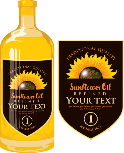 玻璃瓶上葵花油标签图片下载