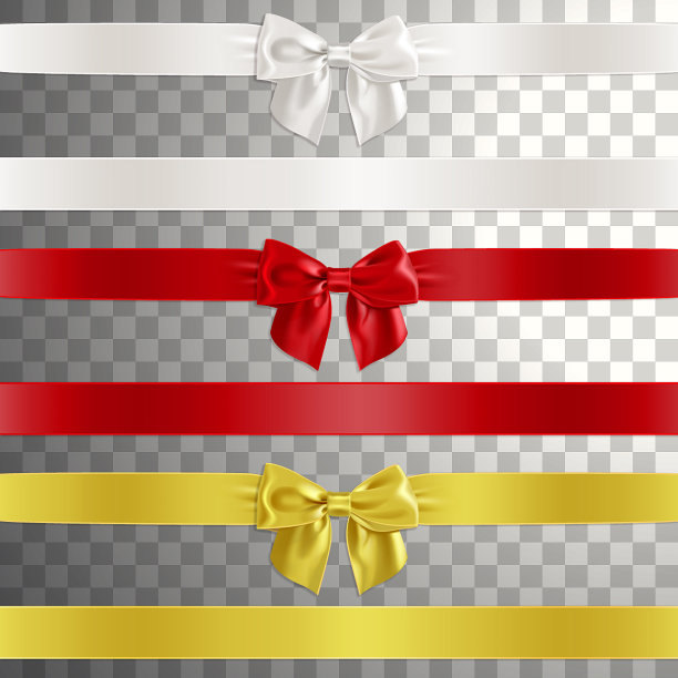 蝴蝶结由白色、红色和金色的缎带制成图片下载