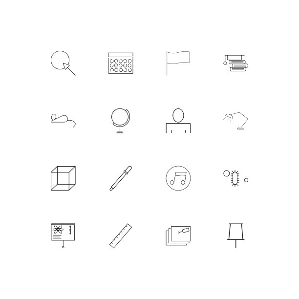 教育和科学线形薄图标集图片下载