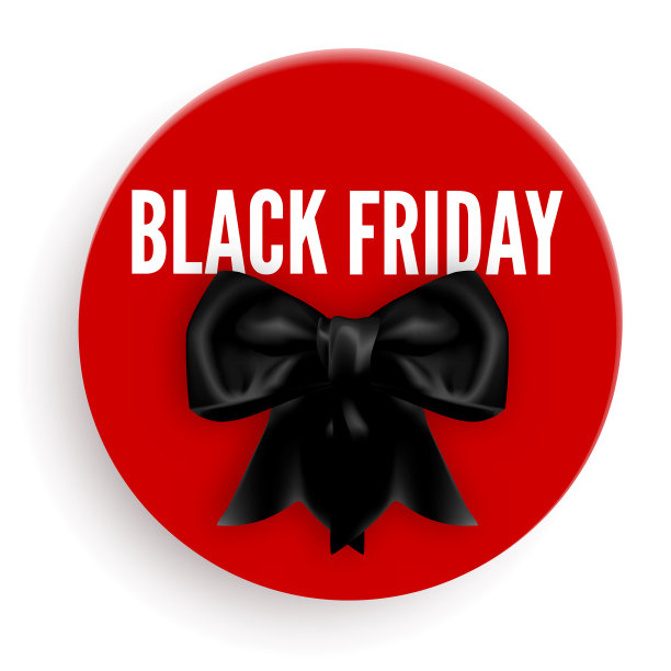 黑色星期五的促销标志与蝴蝶结制成图片下载