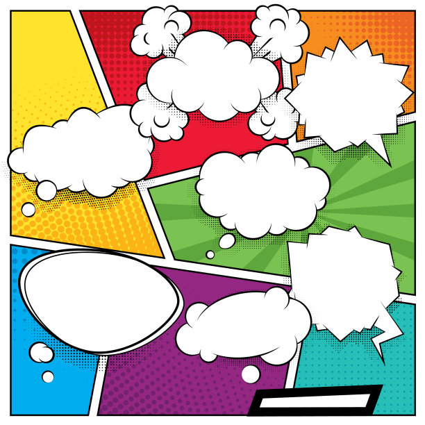 喜剧演讲气泡和彩色半色调图片下载