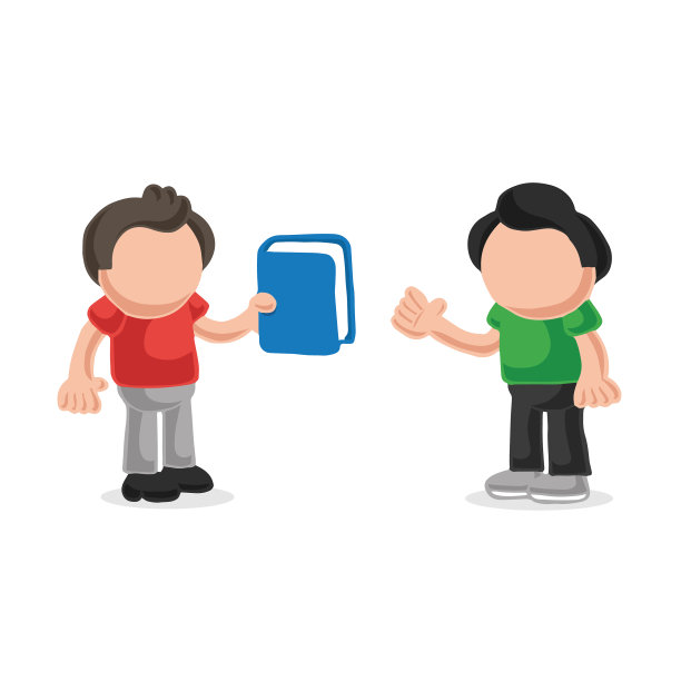 手绘的漫画，一个人把书给另一个人图片下载