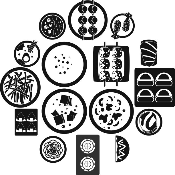 日本食品图标设置简单的风格图片下载