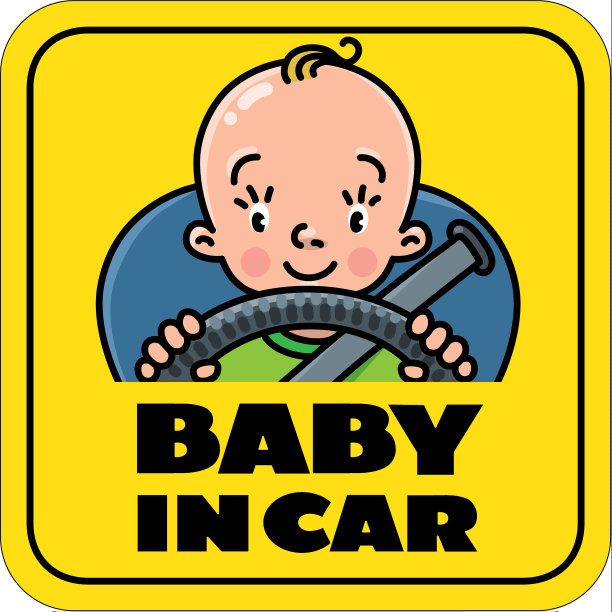 婴儿在汽车后窗的贴纸或标志图片下载