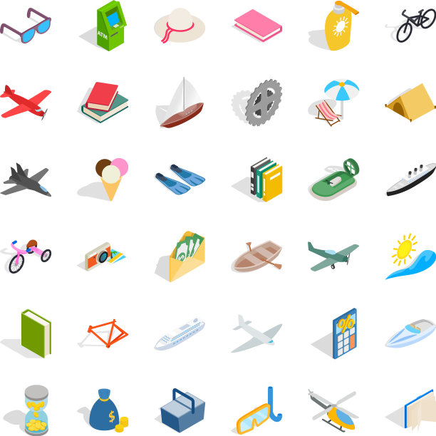 有趣的图标设置等距样式图片下载