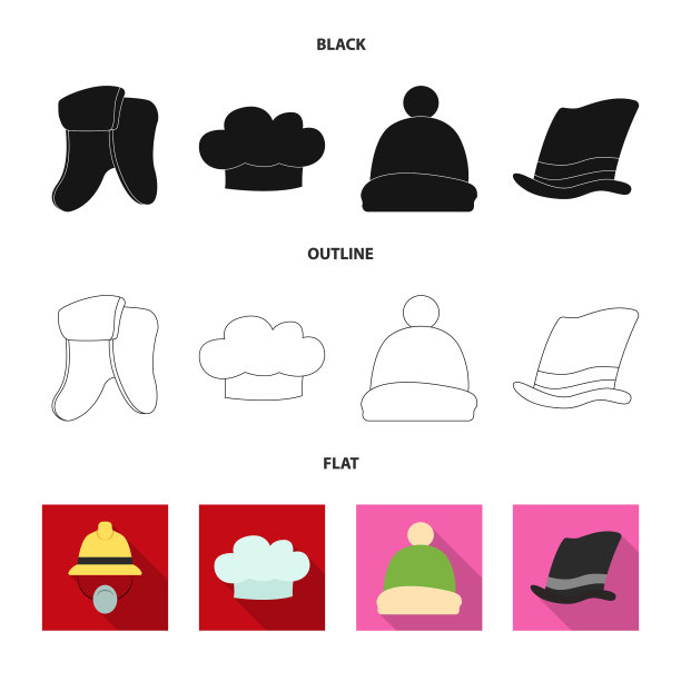 设计帽子和帽子图标套图片下载
