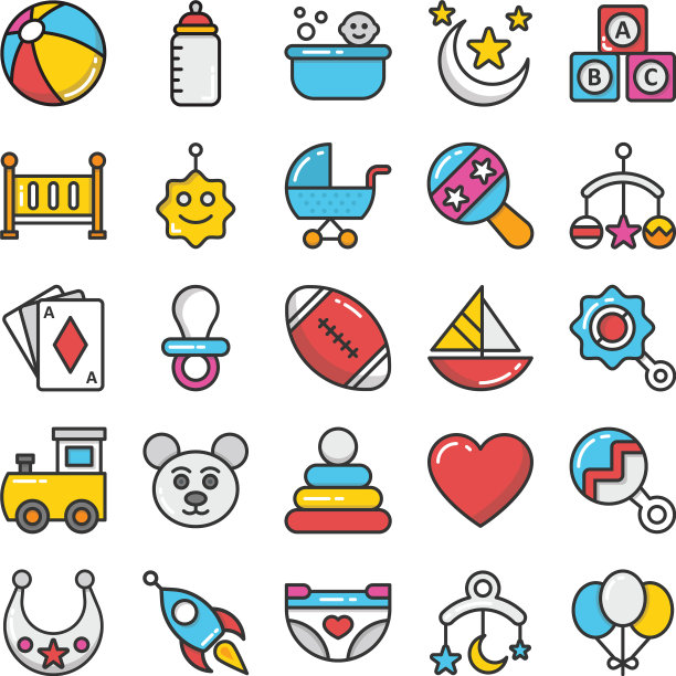 婴儿和儿童彩色图标1图片下载