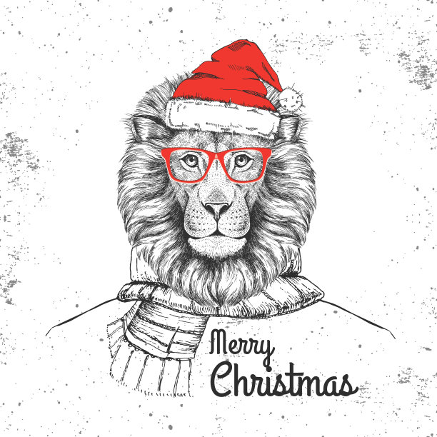 圣诞潮时尚动物狮子图片下载